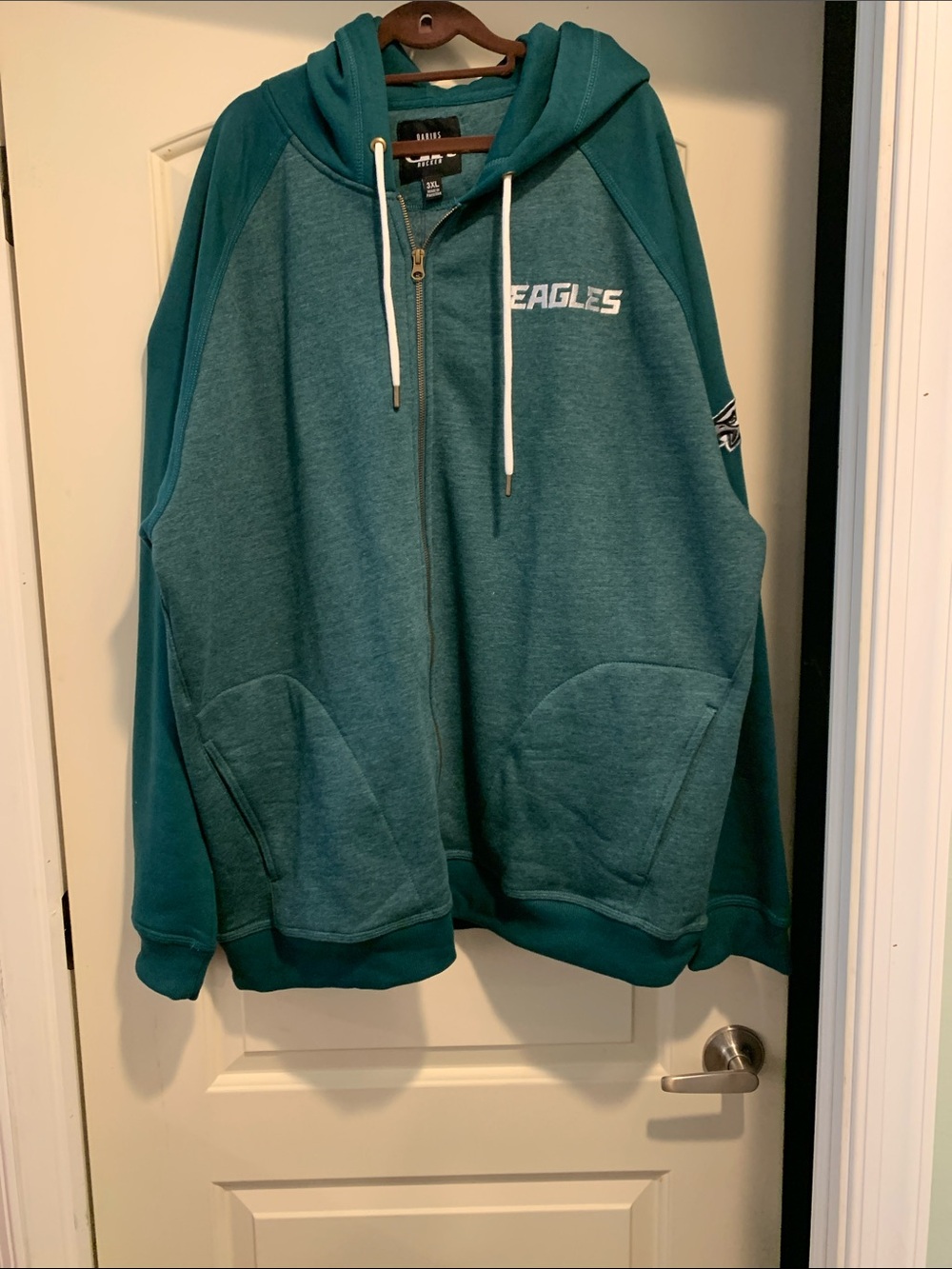 Eagles Teal Zip-Up Hoodie with Hood